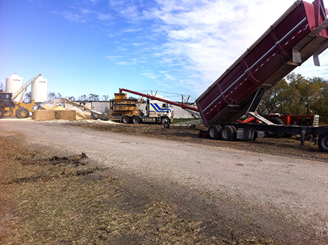 Truck unloading corn